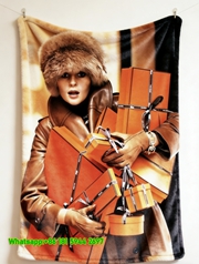 Hermès Vintage Luxury Shopping Print Flannel Throw Blanket IMG_5122